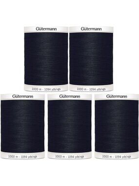 Versatile Black Sew-All Thread 5 Pack, 1,094 Yards Each - Ideal for Sewing